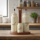 Porcelain Oil and Salt Dispenser Set / 4 Pcs